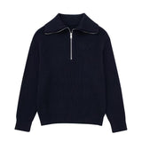 Women Clothing French Casual All Match Open Collar Wool Sweater