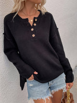 Autumn Winter Solid Color Pullover V Neck Sweater Women Street Hipster Sweater