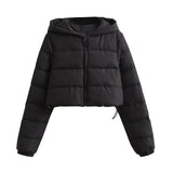 Herbst Damen Kleidung Urban Casual Kurzer Kapuzen-Baumwollmantel Jacke Damen