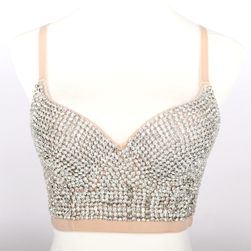 Besetztes Büstenhalter-Hosenträger-Weste-Outerwear-Light Diamond Tube Top Beauty Back-Korsett