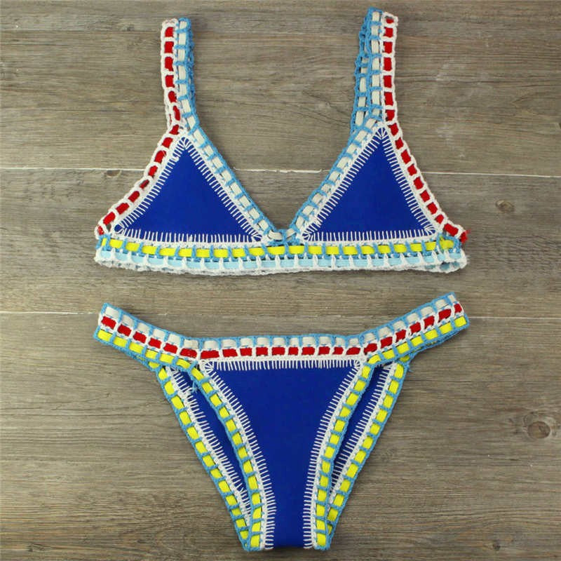 Hand Crocheted Bikini Knitted Stitching Swimsuit Set - Angelique