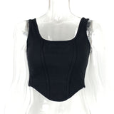 Arrival Women Clothing Sexy Boning Corset Sling Top Sexy Slim Rib Solid Color Vest