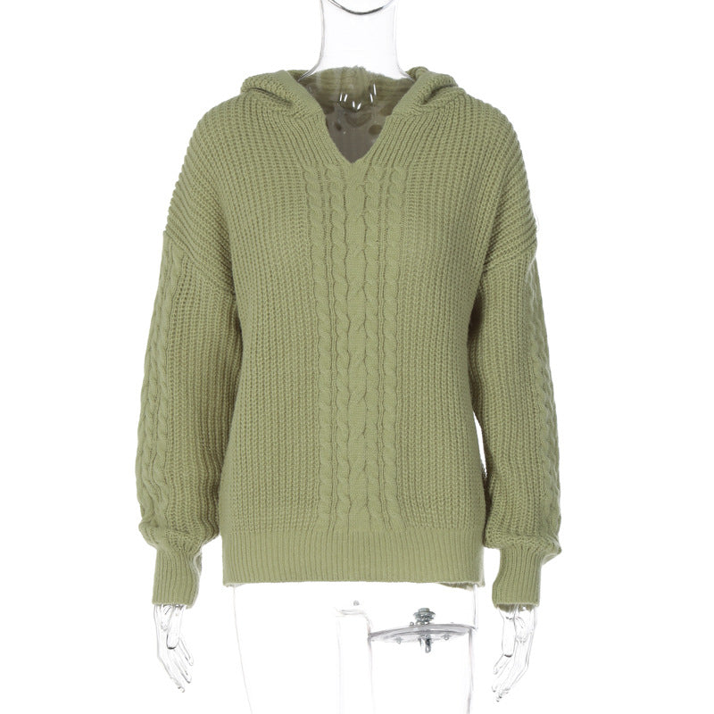 Frauen Kleidung Herbst Street Shooting Kapuzen Langarm Strickpullover