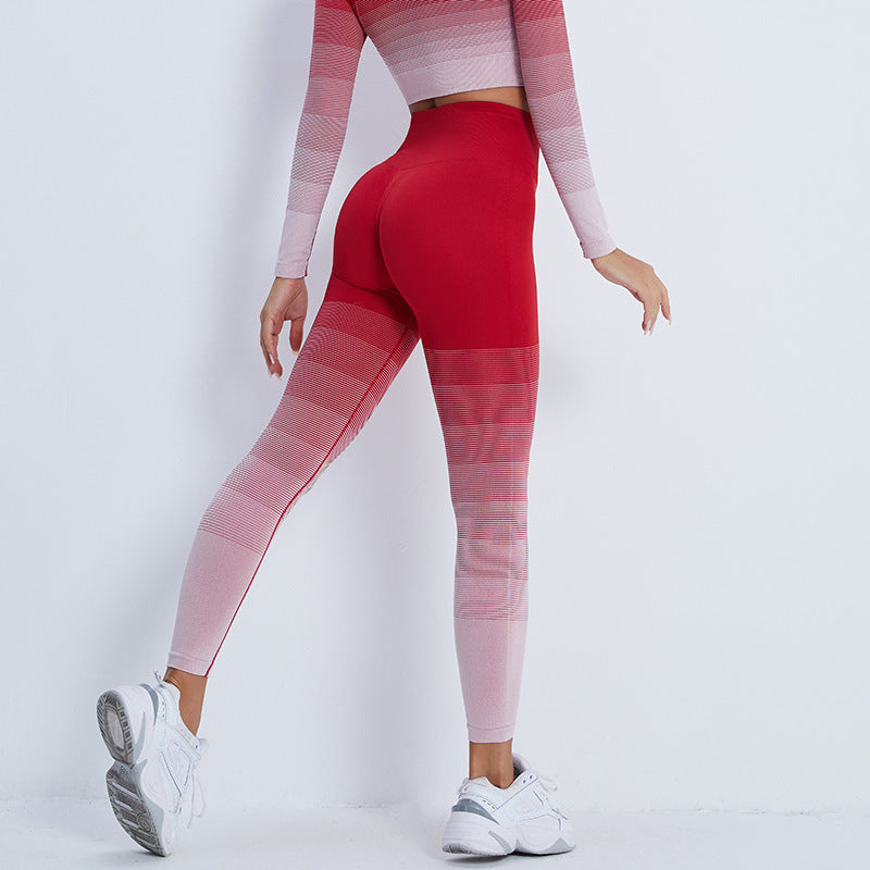 Gradient Sports Long Sleeve Trousers Suit Fitness Running Yoga Long Sleeve Tights - Angelique