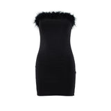 Sexy Frauen Kleidung Ur Herbst Winter Tube Top Quaste Kleid