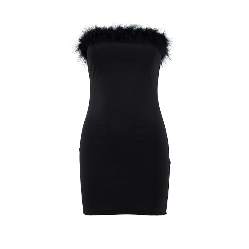 Sexy Frauen Kleidung Ur Herbst Winter Tube Top Quaste Kleid