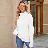 Turtleneck Twist Sweater Women Autumn Winter Solid Color Knitted Top High Collar Bottoming Shirt