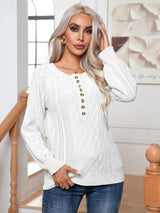 Popular Casual Button Twisted Long Sleeve Twist Knitted Pullover Sweater Women Clothing