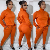 Urban Autumn Winter Fleece Lined Pullover Zipper Casual Exercise Suit