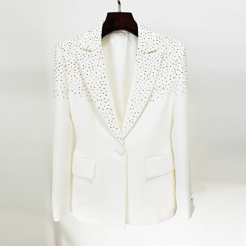 Rhinestone Slim One Button Blazer for Women