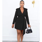 Plus Size Autumn Office Office Slim Fit Lace up Suit Skirt  Dress - Angelique