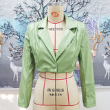 Women Clothing Autumn Winter Tube Top Split Dress Women Collared Short Coat Women Leather Top