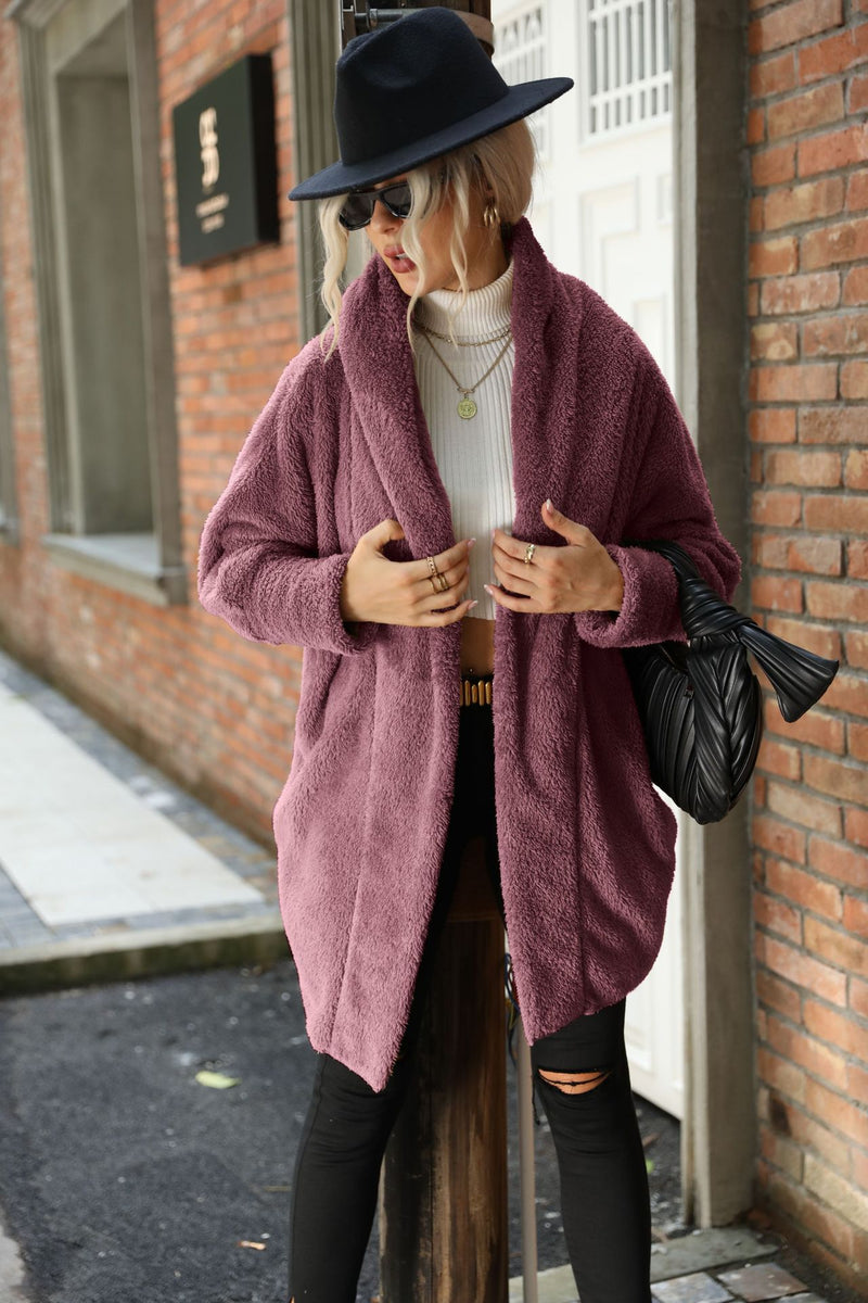 Strickjacke Frauen Kleidung Plüsch Casual Lange Schnalle Frei Einfarbig Lose Revers Mantel Frauen