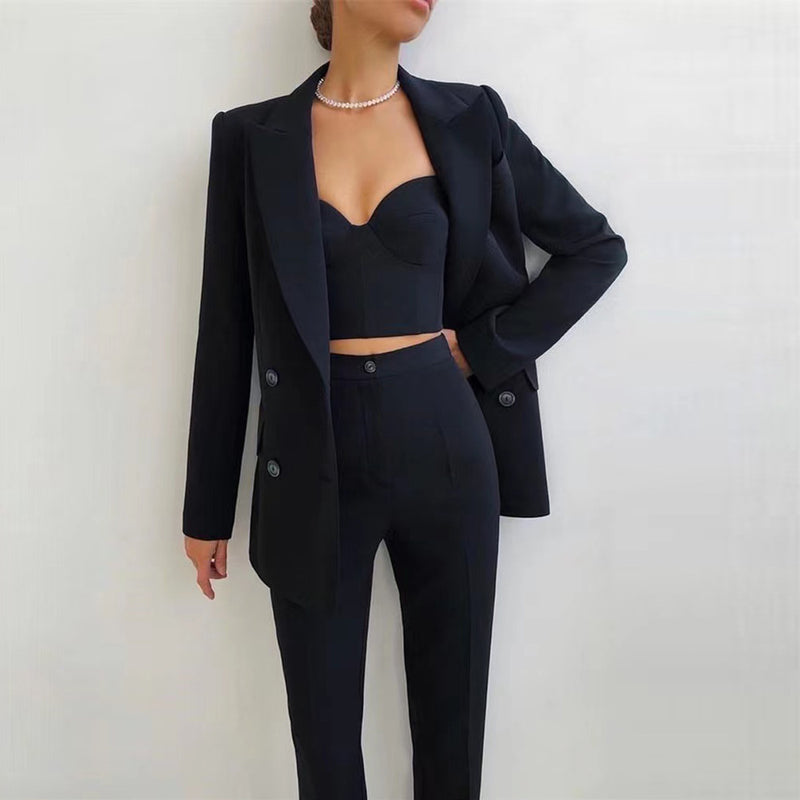 High Quality Casual Office Business Women    plus Bra Pants Blazer Suit Set - Angelique