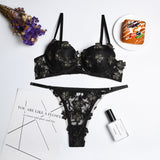 Sexy Dessous-Set, Blumenstickerei, Mädchenunterwäsche mit Brustpolster