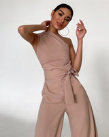 Lace Up Straight Jumpsuit No Belt - Angelique