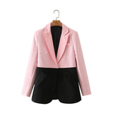 Women Clothing Street Fashionable Temperamental All-Match Color Matching Blazer