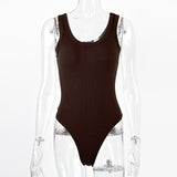 Summer Vest One Piece Top Fitness Wear Rayon Rib Sexy round Neck Sleeveless Leotard