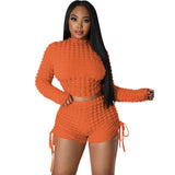 Women Clothing Sexy Popcorn Backless Two Piece Set Women Clothing