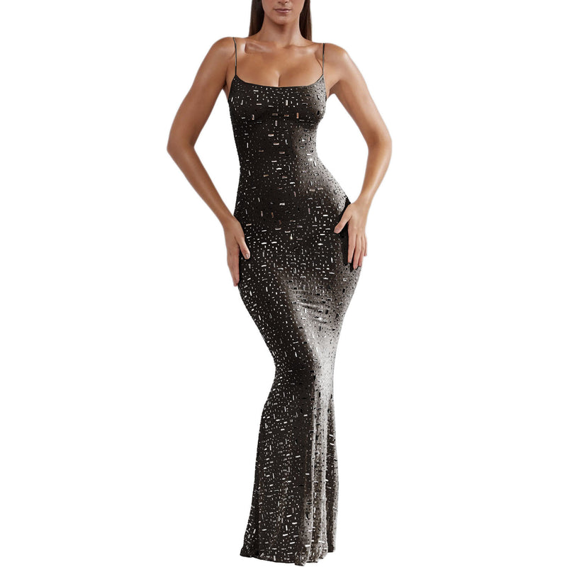 Best Women Clothes Light Diamond Sexy Sling Mermaid Dress