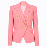 Spring Autumn High Quality Top Goods Women Blazer Women Metal Lion Head Buckle Double Breasted Small Blazers - Angelique