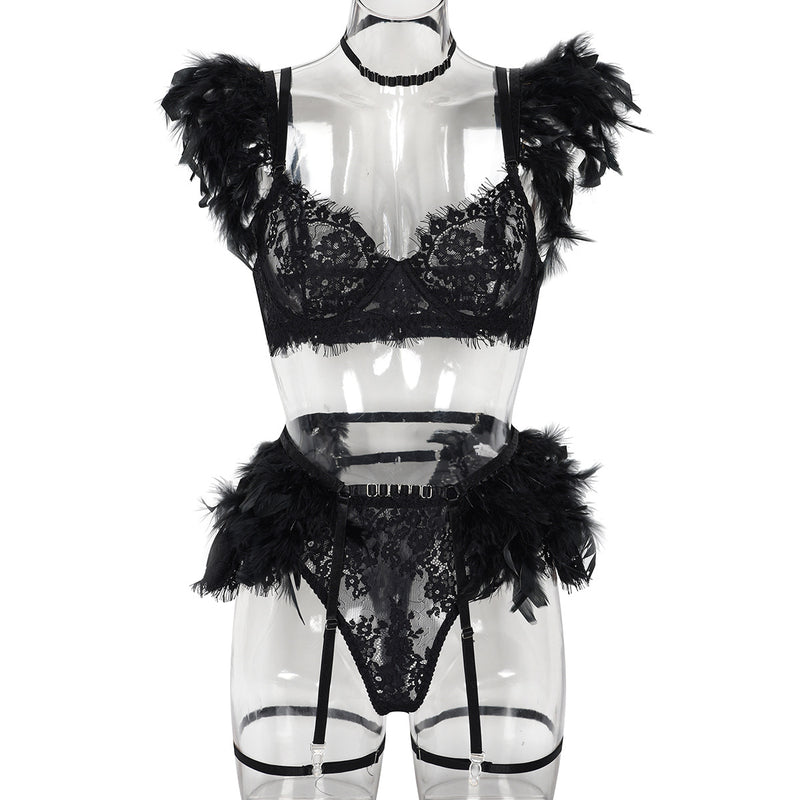 Lingerie Feather Lace Sexy Sexy Suit Heavy Industry High Quality Sexy Underwear Women