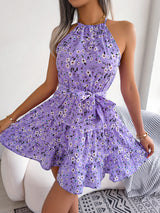 Spring Summer Casual Ruffled Large Swing Floral Dress Beach Dress Women Clothing - Angelique