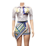 Summer Women Clothing Sexy Print Irregular Asymmetric Skirt Two Piece Suit