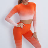 Gradient Sports Long Sleeve Trousers Suit Fitness Running Yoga Long Sleeve Tights - Angelique