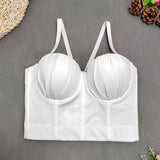 Women Clothing Pleated Corset Underwear Small Sling Solid Color Slimming Tube Top Short Vest Women