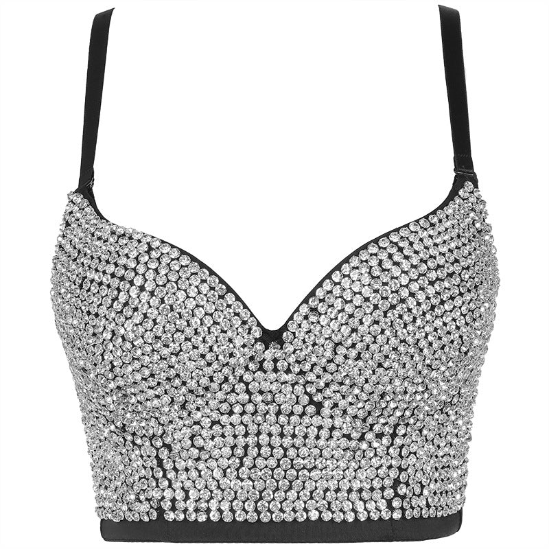 Besetztes Büstenhalter-Hosenträger-Weste-Outerwear-Light Diamond Tube Top Beauty Back-Korsett