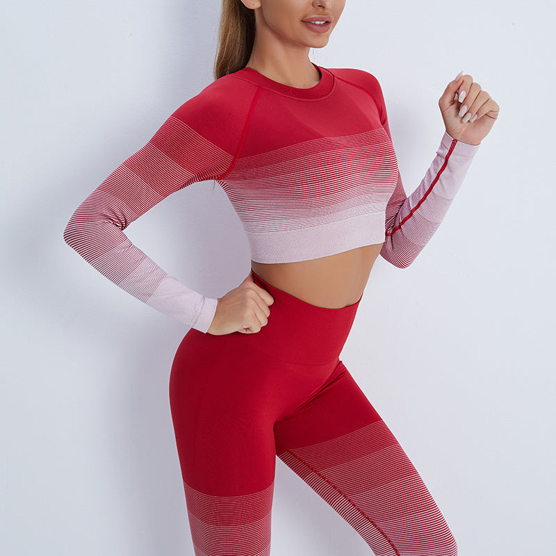 Gradient Sports Long Sleeve Trousers Suit Fitness Running Yoga Long Sleeve Tights - Angelique