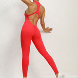 One Piece Zipper Yoga Jumpsuit Sports Jumpsuit Hollow Out Cutout Back Running Fitness One Piece Yoga Pants - Angelique