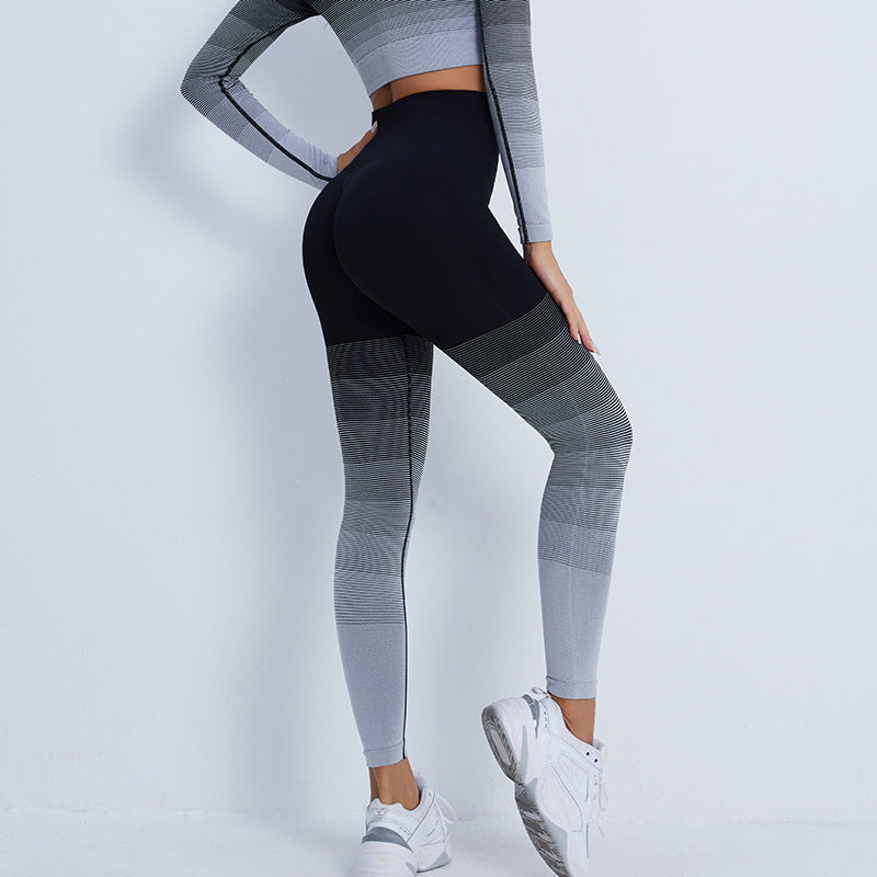 Gradient Sports Long Sleeve Trousers Suit Fitness Running Yoga Long Sleeve Tights - Angelique