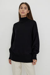 Women Knitting Autumn Winter Loose Russian Mock Neck Sweater