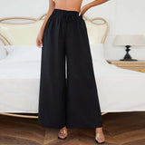 Women Clothing All Matching Casual Pants Elastic Waist Office Wide Leg Pants Trousers - Angelique