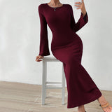 Sexy Sexy Black Long Sleeved Dress Women Autumn Waist Slimming Draping Sheath Fishtail Dress Dress