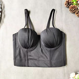 Women Clothing Pleated Corset Underwear Small Sling Solid Color Slimming Tube Top Short Vest Women