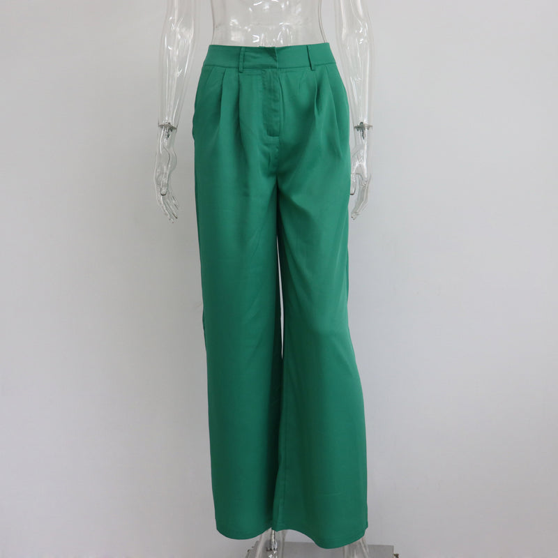 Spring Autumn Office Work Pant Women Casual High Waist Figure Flattering Straight Leg Pants