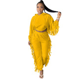 Women Clothing Fish Sports Casual with Coat Cap Tassel Edge Two Piece Set