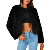 Autumn Winter Toka Crew Neck Coat Faux Fur Overcoat Young Overcoat Short Faux Fur Overcoat