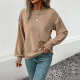 Women Wear Long Sleeve Solid Color Autumn Sweater