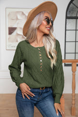 Beliebte Casual Button Twisted Langarm Twist Strickpullover Pullover Damenbekleidung