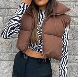 Sleeveless Zipped Stand Collar Cotton Vest Autumn Winter Multi Color Slim Fit Cotton Padded Jacket Vest Top