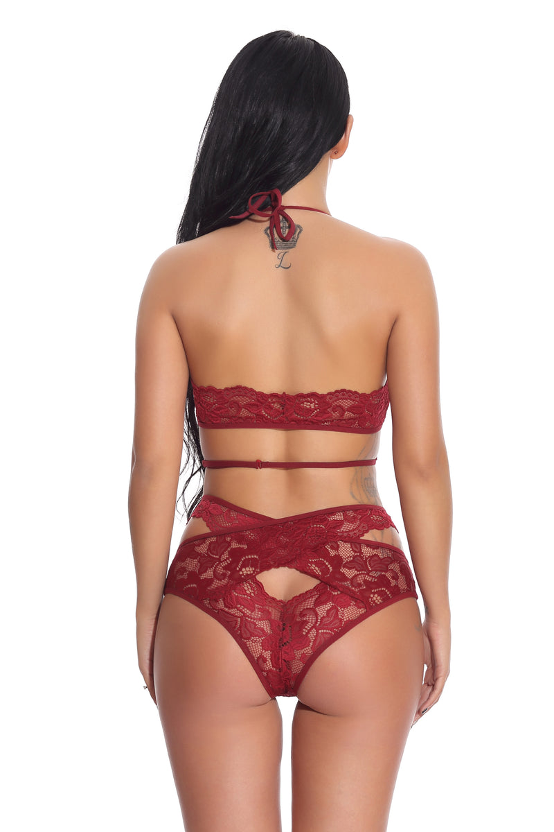 Sexy Lingerie Sexy Lingerie Halter Strap Three Point Bra Panties Set