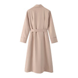 Spring Women Clothing Solid Color Collar Long Sleeve Dress