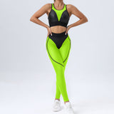 Tight Yoga Suit Patchwork Sexy Sports Bra Hip Lifting Trousers Fitness Two Piece Set