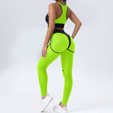 Tight Yoga Suit Patchwork Sexy Sports Bra Hip Lifting Trousers Fitness Two Piece Set