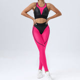 Tight Yoga Suit Patchwork Sexy Sports Bra Hip Lifting Trousers Fitness Two Piece Set