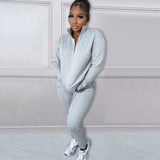 Urban Autumn Winter Fleece Lined Pullover Zipper Casual Exercise Suit